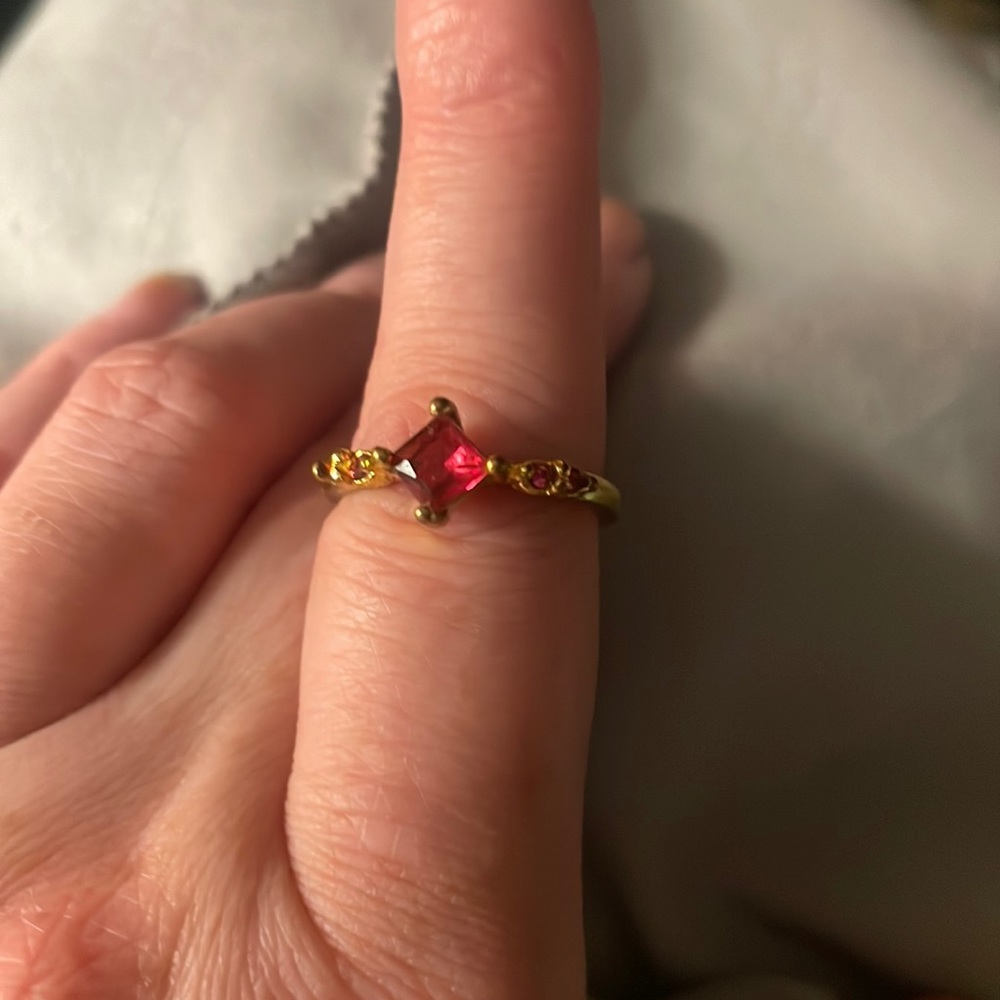 Gold over silver pink CZ ring
